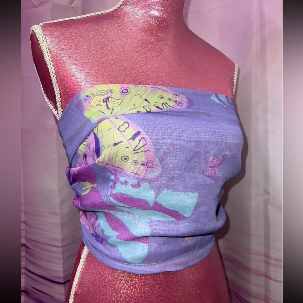 vintage butterfly mesh scarf